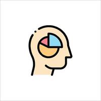 A person's head with a pie chart in the middle vector
