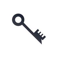 Black Key Icon Illustration on White Background Representing Security and Access vector