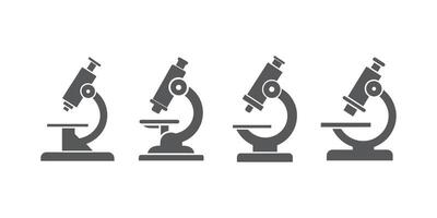 Four Microscope Illustrations Arranged in a Row Indoors for Scientific Research and Educational Purposes vector