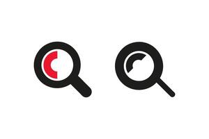 Magnifying Glass Icons in Red and Black with Minimalist Design on White Background for Search and Focus Representation vector