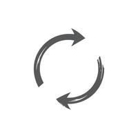 Circular Arrow Icon Illustrating Continuous Cycle or Process with Grey Brush Stroke Texture on a White Background vector