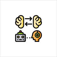 A robot and a brain icon vector