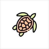A turtle icon in a simple line style vector