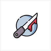 A knife with blood on it is shown in a circle vector