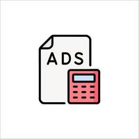 Ads icon with calculator and paper vector
