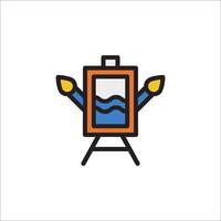 An image of an easel with a painting on it vector