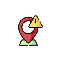 A location marker with a caution sign on it vector