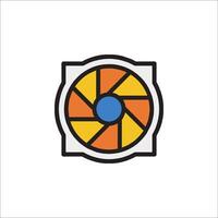 A fan icon with a yellow and orange color vector