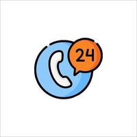 A phone call icon with the number 24 and a speech bubble vector