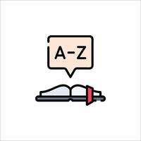 A - z book and speech bubble icon vector