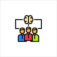 Brain icon with people in front of it vector