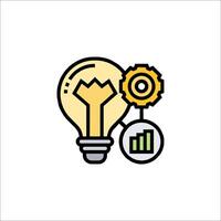 An icon of a light bulb with a graph and a cogwheel vector