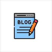 Blog icon with pen and paper vector