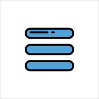 A blue icon of a stack of three bars vector
