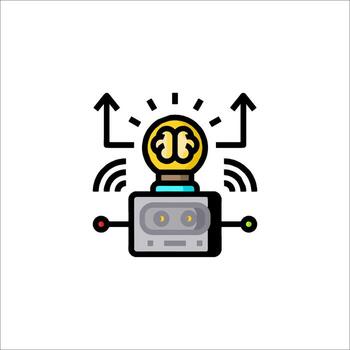 A robot with a light bulb on top of it vector