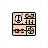 A simple icon of a machine with a clock and other items vector
