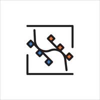 A map icon with a square shape and a line vector