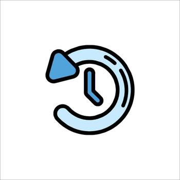 A clock icon with a blue arrow pointing to the left vector