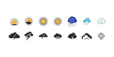 Weather Icons Illustrating Various Conditions Arranged in a Row vector