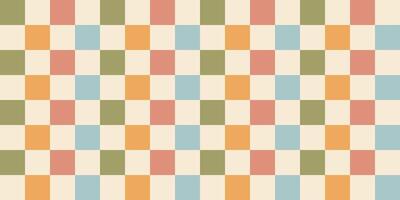 Retro checkered pattern in pastel colors. Vintage geometric background with colorful squares. Nostalgic design for textiles, wallpapers, packaging, and interior decor vector