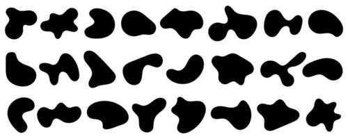 Blob shape organic. Abstract black organic blob shapes, fluid amorphous elements for modern design, liquid dynamic forms set for trendy branding, creative posters, contemporary graphic compositions. vector