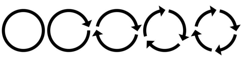 Set of Circular Arrows Icons. Rotational Cycle with Arrows. Rotating Arrow Symbols, Representing Cycle, Reload, Process Flow, Synchronization, and Continuous Motion. vector