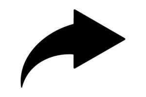 Black share arrow icon, curved forward symbol for social media and communication apps. Minimalistic share button for web, mobile, and UI UX design vector