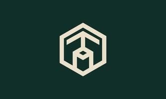 TA or AT hexagon monogram logo design vector