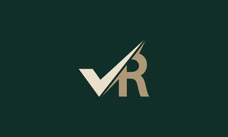 VR check mark monogram logo design vector