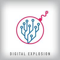 Different digital explosion logo design. Simple data and technology firm corporate logo template. vector
