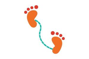 Barefoot Steps Icon Orange Footprints With Teal Path on White Background vector