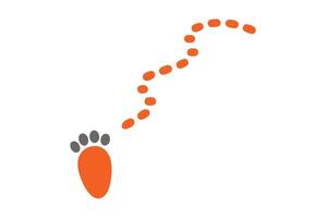 Orange Paw Print with Trail on White Background Footstep vector