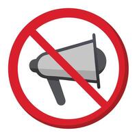 No Megaphone Symbol Red Prohibition Sign on White Background Warning Design vector