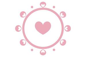 Pink Hearts and Circle Design, Valentine's Day Romantic on White vector