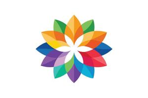 Abstract Petal Flower, Floral Design with Colorful Gradient on White Background vector