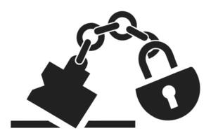 Black Handcuffs and Padlock Connected by Chain with Transparent Background vector