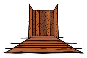 Brown Wooden Gate with Ramp, Cartoon Style, Isolated on Transparent Background vector