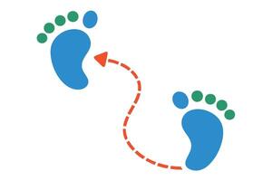 Footprints with Arrow Guidance on White Transparent Background Design Icon vector