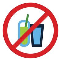 No Drinks Symbol Red Circle with Slash over Two Colorful Glasses Icon vector
