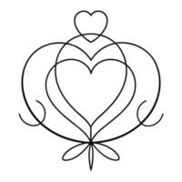 Decorative Hearts Line Art Design with Transparent Background for Crafting Projects vector