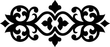 Ornate Floral Scrollwork Element in Black and White with Symmetrical Design vector