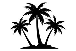 Tropical Palm Trees Silhouette Group on Island with Transparent Background vector