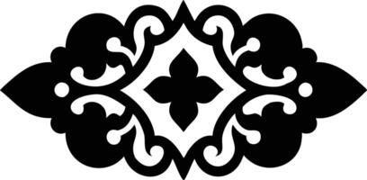 Ornate Floral Motif, Black Filigree Pattern, Decorative Flourish with Ornamented Design vector