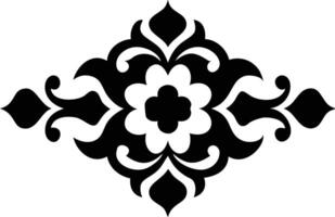 Floral Ornament Isolated, Black and White Damask Pattern on Transparent Background vector