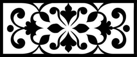 Decorative Floral , Black Ornate Pattern, Rectangular on White vector