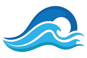 Abstract Ocean Wave in Blue Tones Isolated on a Clean White Background vector
