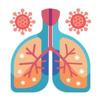 Flat Design of Lungs with Virus and Infection Indicators Isolated on White vector