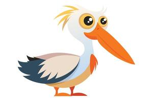 Cartoon Pelican Design, Whimsical Bird on Transparent Background vector