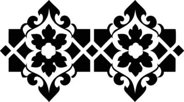 Symmetrical Floral Design, Black Ornate Elements on Transparent Backdrop vector