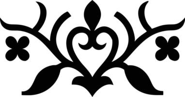 Ornate Black Design Element with Floral Motifs on Transparent Background vector